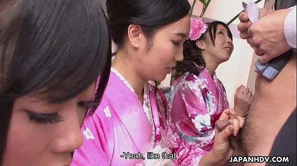 Watch Three geishas sucking on one lonely cock fresh Clips
