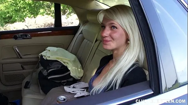 Watch Hot blonde teen gives BJ for a ride home fresh Clips