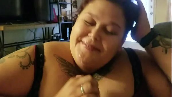 Watch Bbw wife sucks my cock and lets me cum on her face fresh Clips