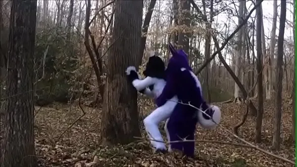 Tonton Fursuit Couple Mating in Woods Klip baru