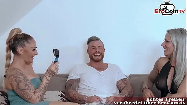 Watch German port milf at anal threesome ffm with tattoo fresh Clips